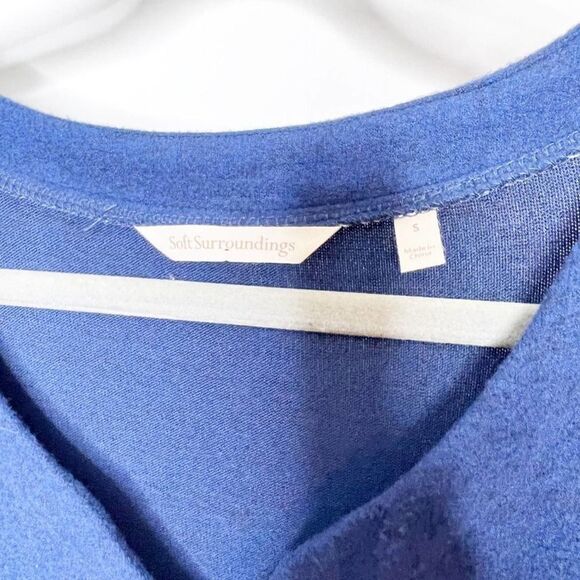 Soft Surroundings Easy Living Blue Fuzzy V Neck Long Sleeve Sweater Dress Size S - Picture 6 of 8